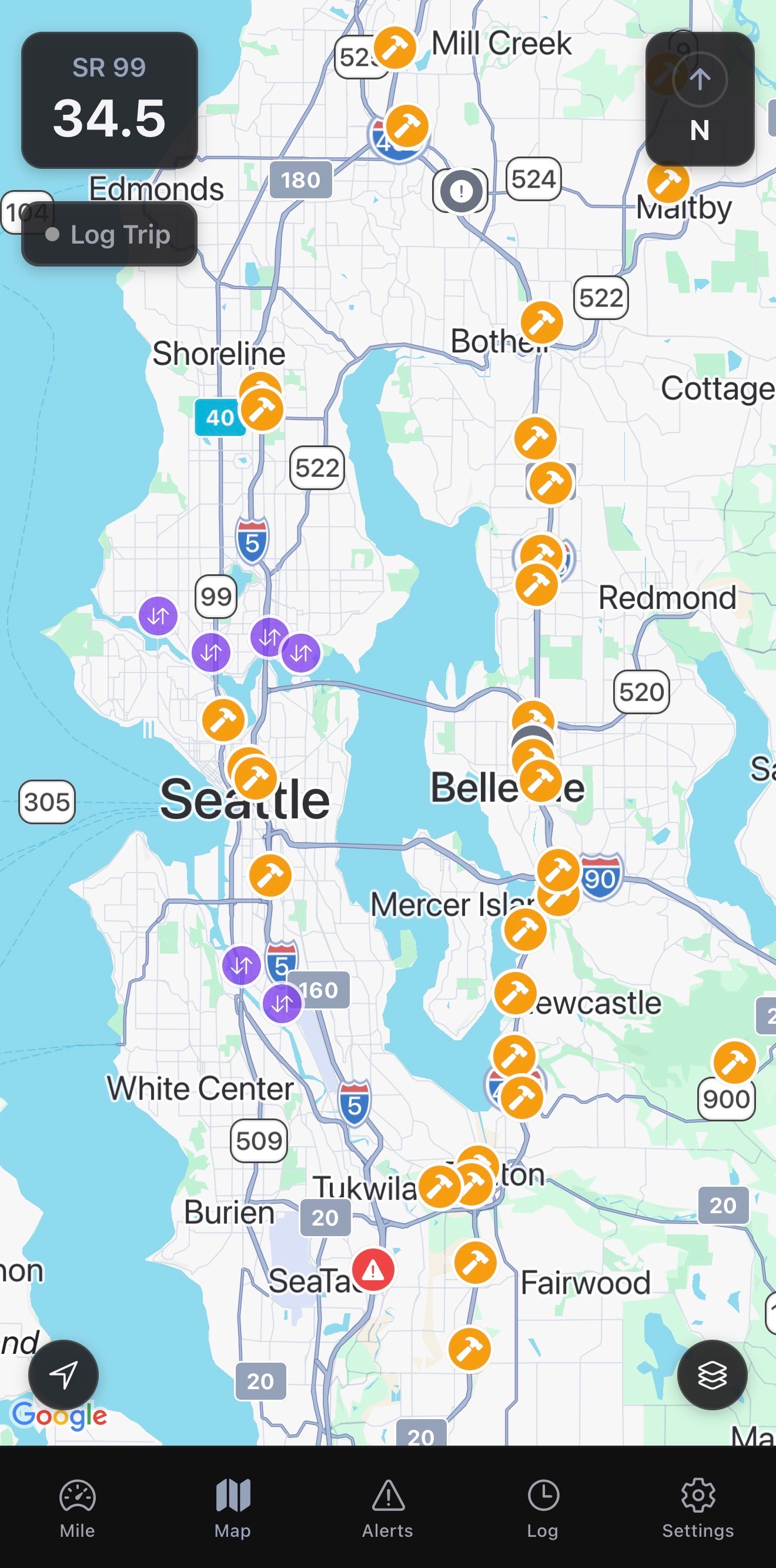 MileCheck map screen