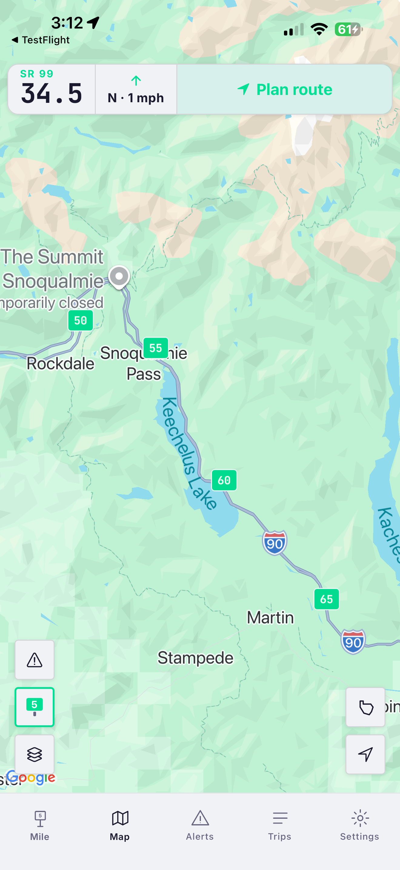 Map tab mountain pass