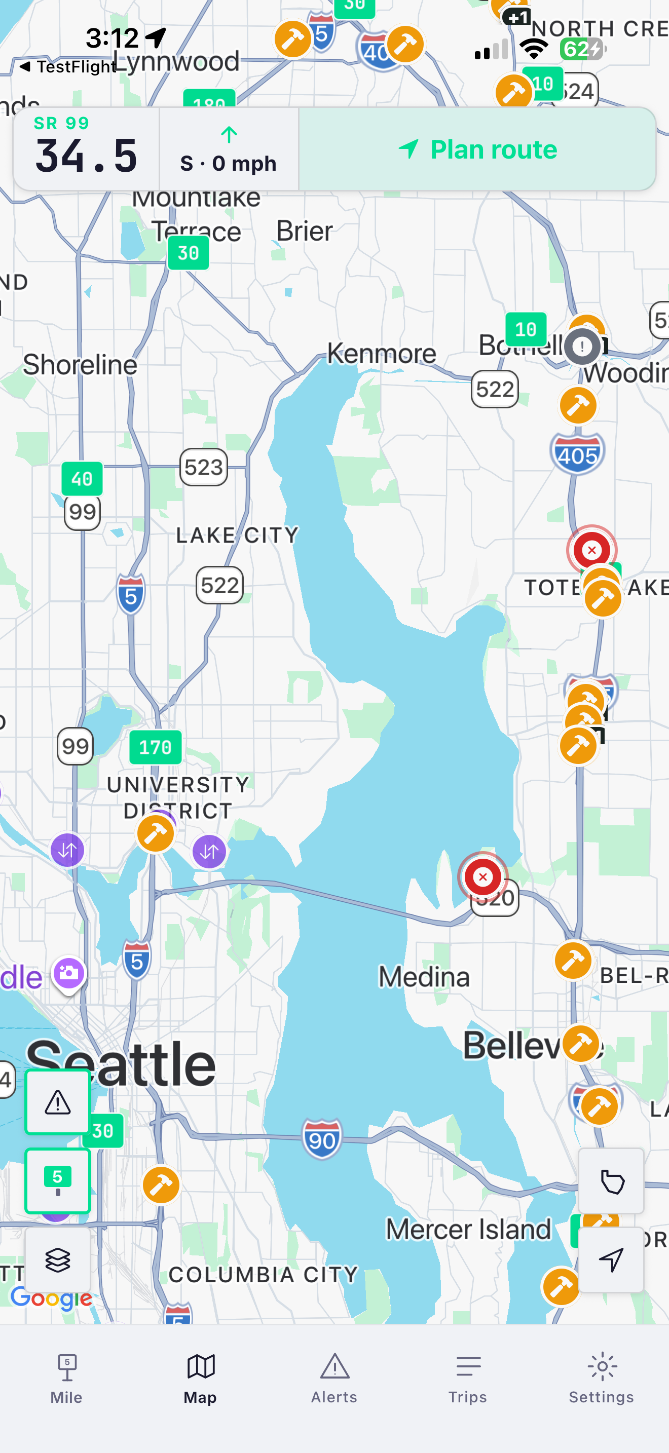 Map tab metro alerts