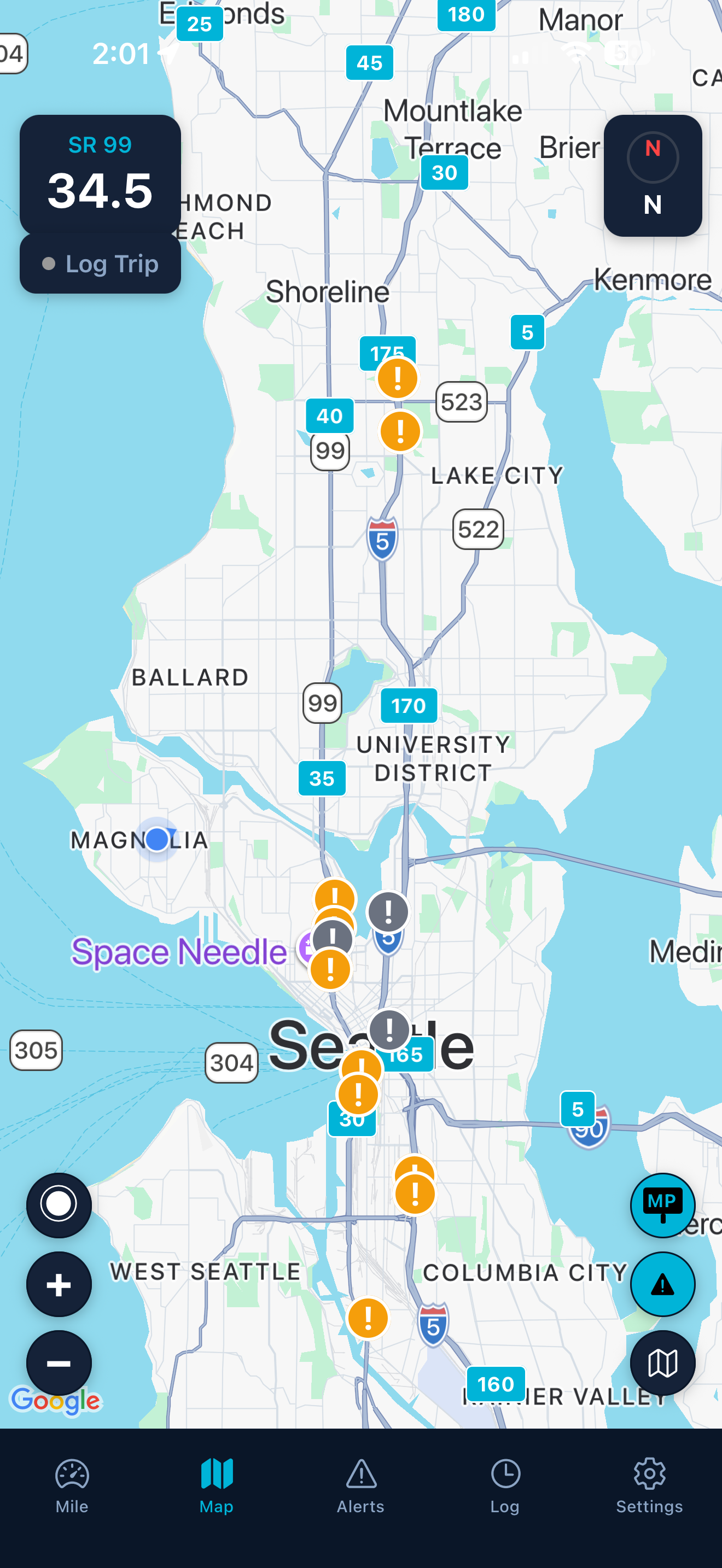 MileCheck map screen